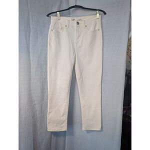 DG2 Diane Gilman Cream White Straight Leg Cropped Jeans Size 6 Virtual Stretch